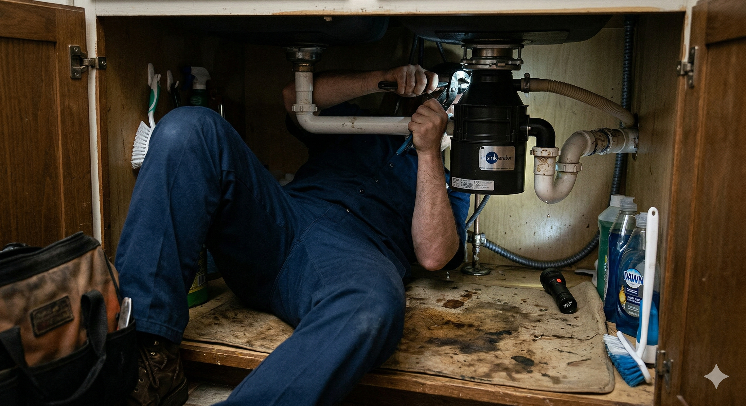 Professional plumber servicing water heater in Coral Springs
